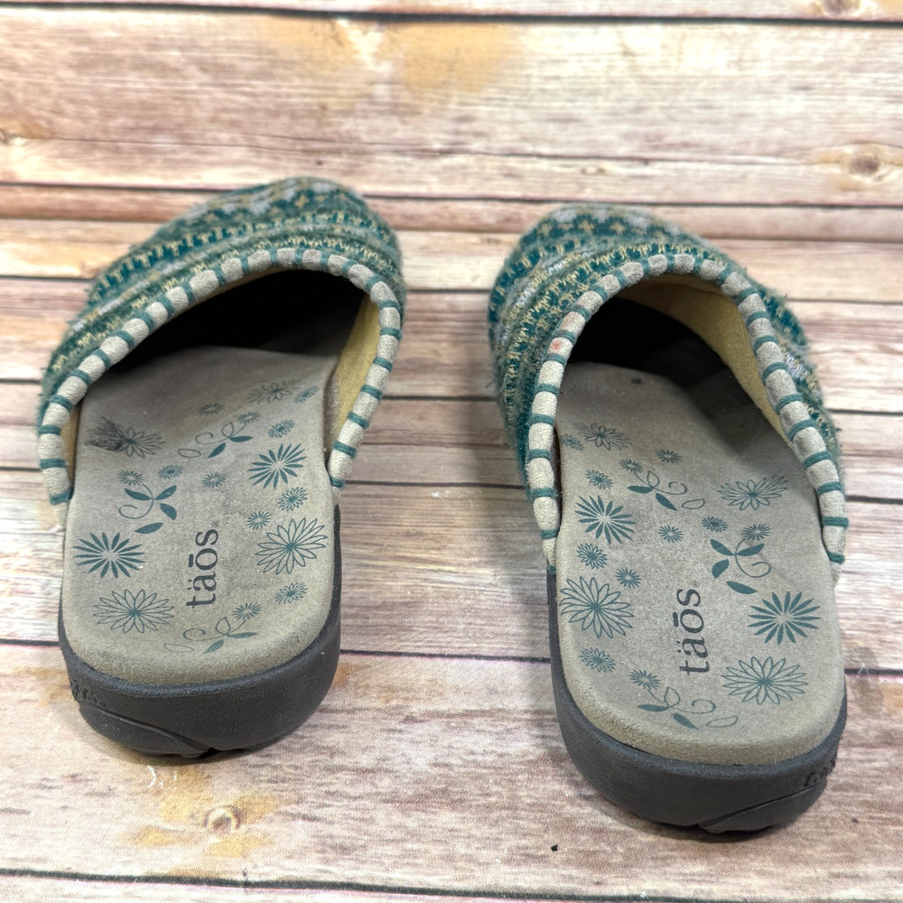 Taos Womens Wooly Green Nordic Fair Isle Slop On Mule Clog Comfort Shoes 8 - Picture 6 of 7